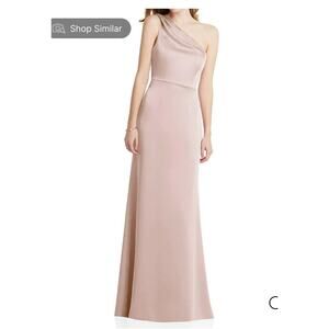 Lovely Shirred One-Shoulder Satin Trumpet Dress Size 14